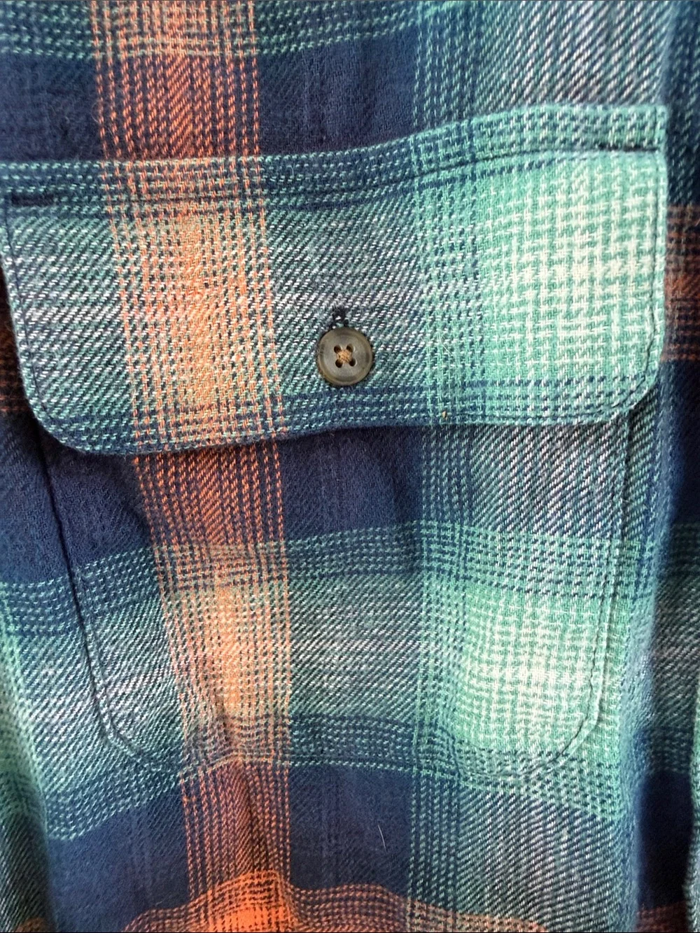 Old Navy Boy’s Plaid Button-Down 100% Cotton Shirt in Blue & Orange